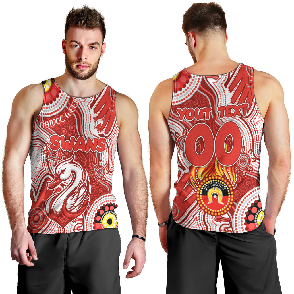Personalised NAIDOC Week 2024 Sydney Swans Men Tank Top Australian Aboriginal Hand Painting