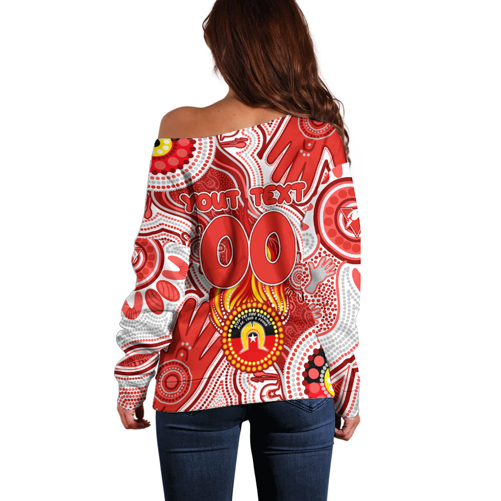 Personalised NAIDOC Week 2024 Sydney Swans Off Shoulder Sweater Australian Aboriginal Hand Painting