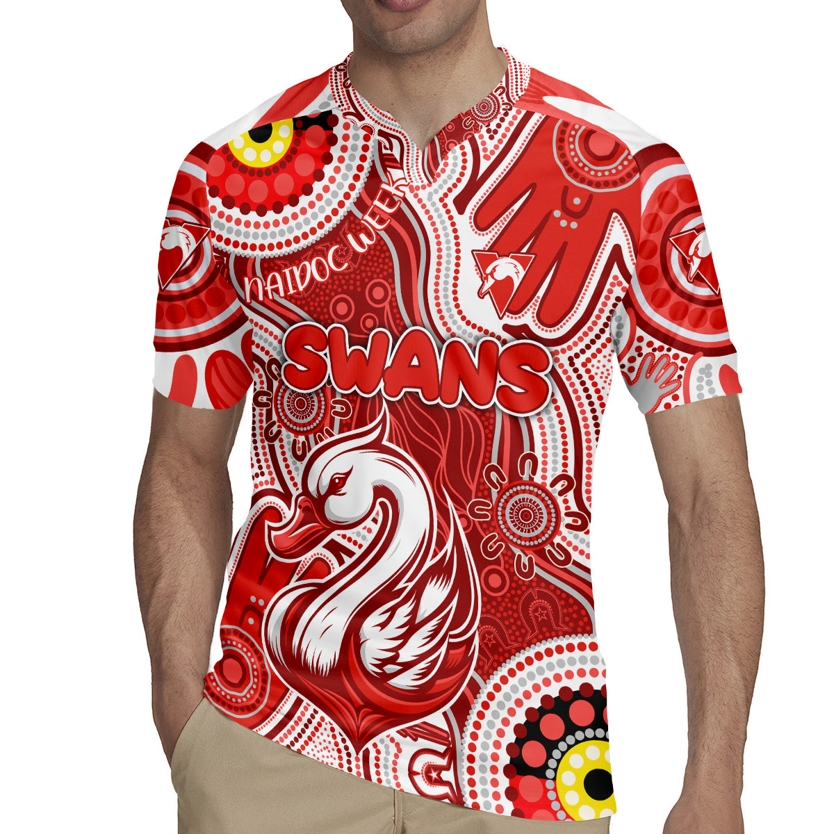 Personalised NAIDOC Week 2024 Sydney Swans Rugby Jersey Australian Aboriginal Hand Painting