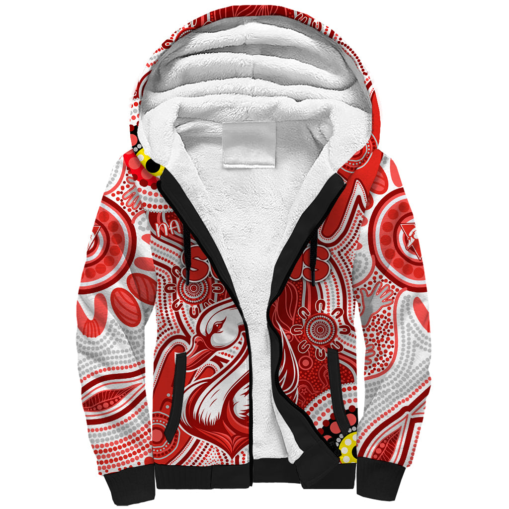 Personalised NAIDOC Week 2024 Sydney Swans Sherpa Hoodie Australian Aboriginal Hand Painting