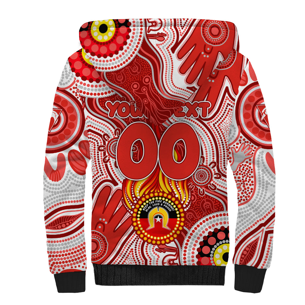 Personalised NAIDOC Week 2024 Sydney Swans Sherpa Hoodie Australian Aboriginal Hand Painting