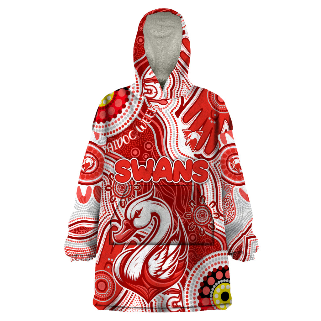 Personalised NAIDOC Week 2024 Sydney Swans Wearable Blanket Hoodie Australian Aboriginal Hand Painting