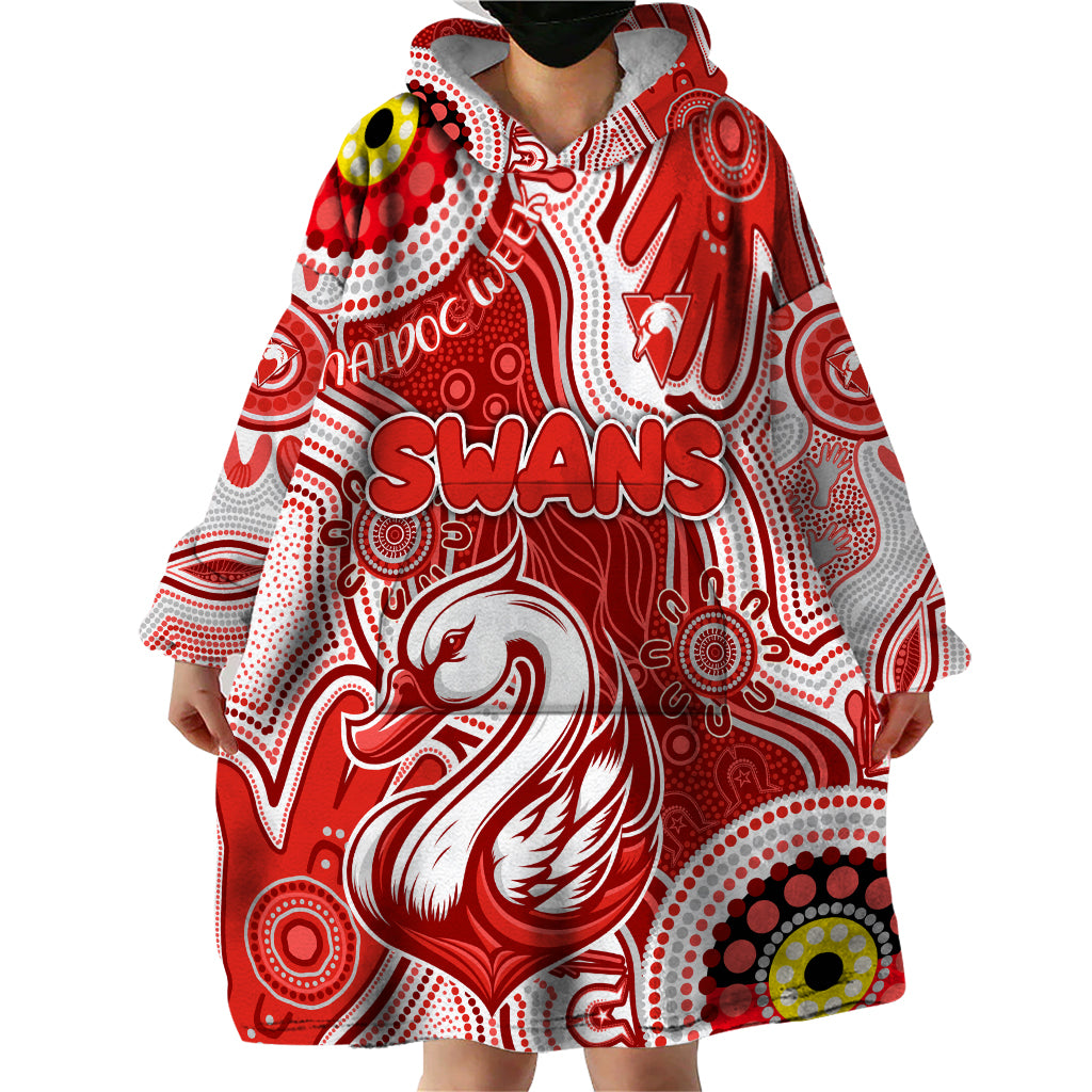 Personalised NAIDOC Week 2024 Sydney Swans Wearable Blanket Hoodie Australian Aboriginal Hand Painting