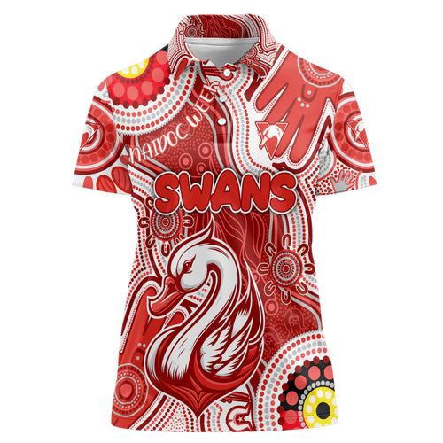 Personalised NAIDOC Week 2024 Sydney Swans Women Polo Shirt Australian Aboriginal Hand Painting