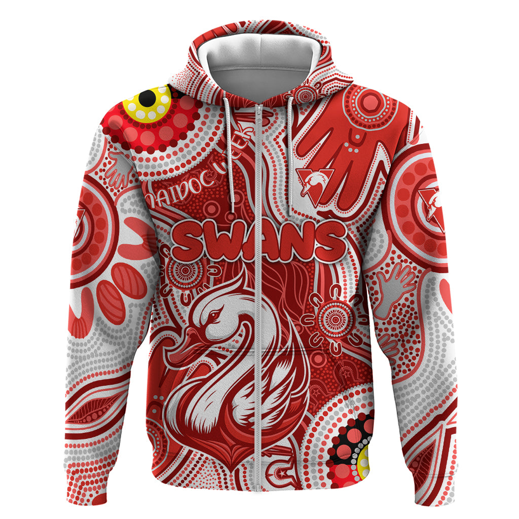 Personalised NAIDOC Week 2024 Sydney Swans Zip Hoodie Australian Aboriginal Hand Painting