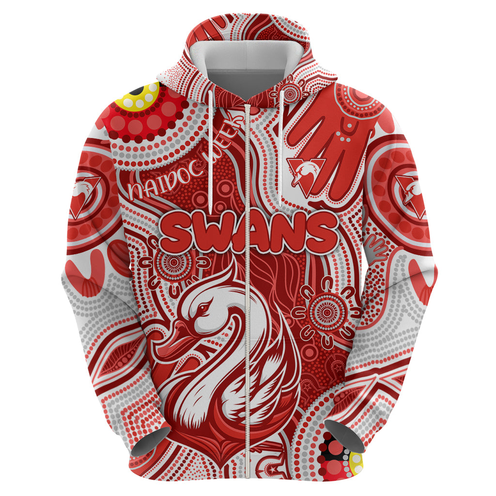 Personalised NAIDOC Week 2024 Sydney Swans Zip Hoodie Australian Aboriginal Hand Painting