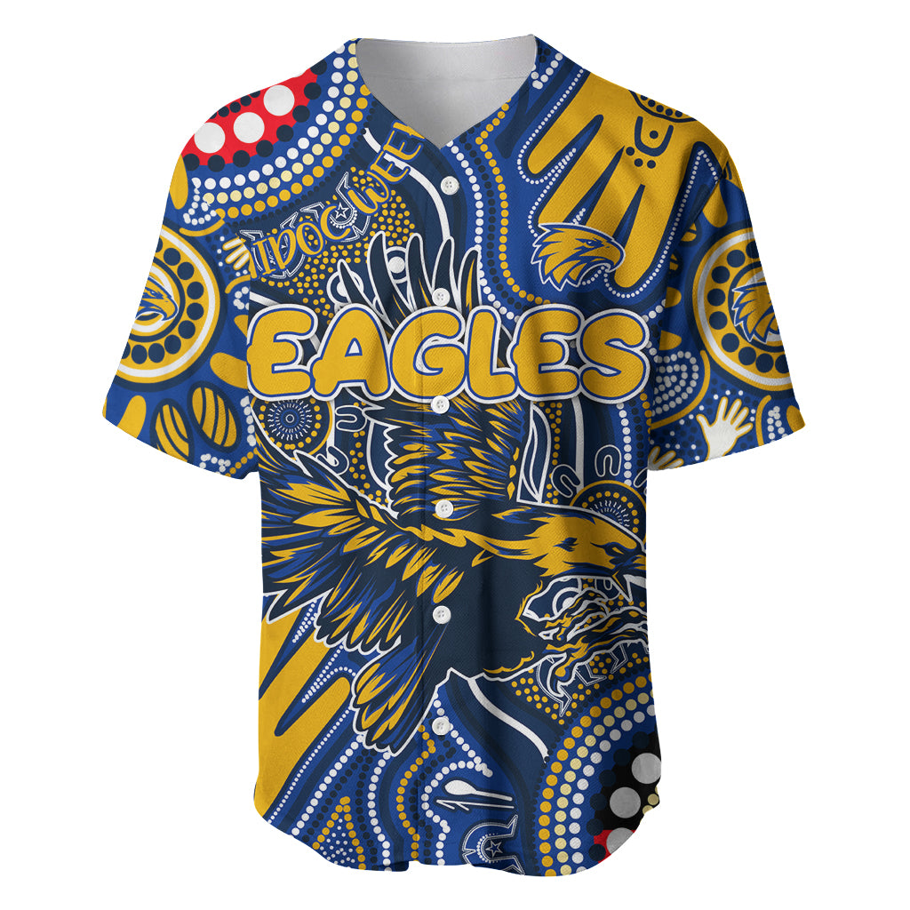 Personalised NAIDOC Week 2024 West Coast Eagles Baseball Jersey Australian Aboriginal Hand Painting