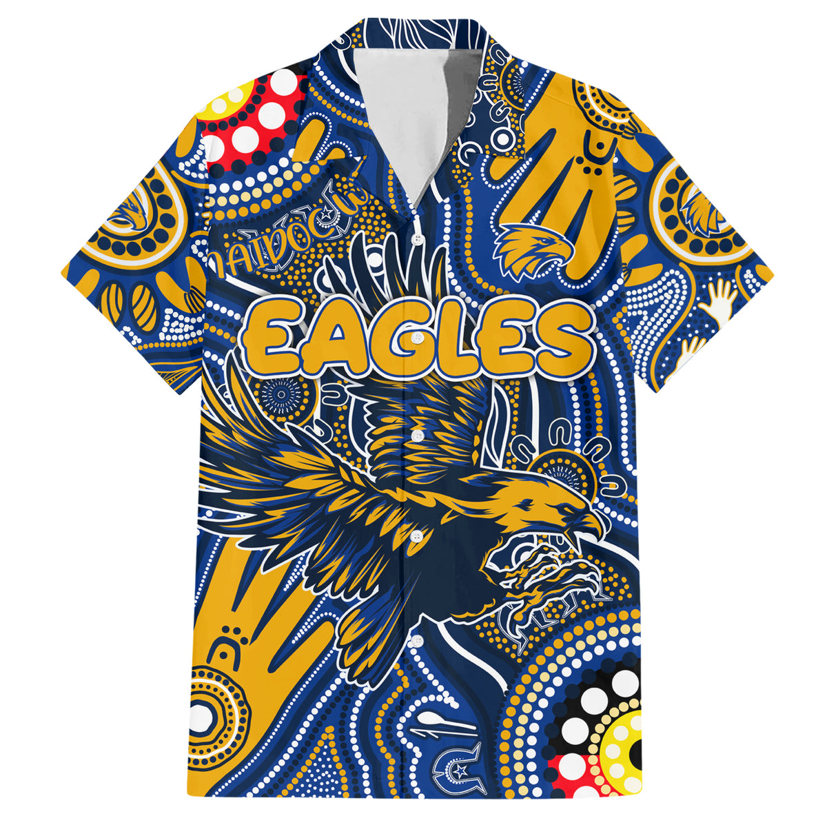 Personalised NAIDOC Week 2024 West Coast Eagles Hawaiian Shirt Australian Aboriginal Hand Painting