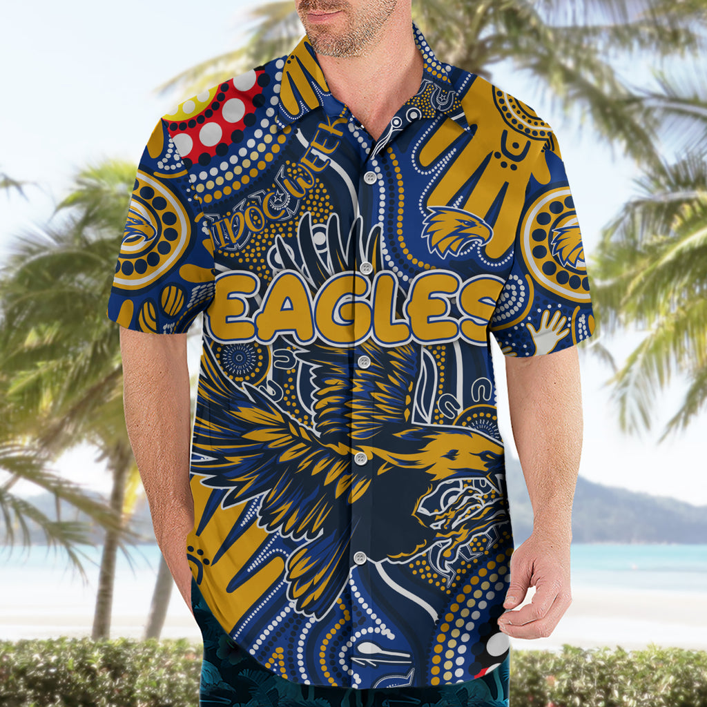 Personalised NAIDOC Week 2024 West Coast Eagles Hawaiian Shirt Australian Aboriginal Hand Painting