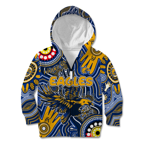 Personalised NAIDOC Week 2024 West Coast Eagles Kid Hoodie Australian Aboriginal Hand Painting