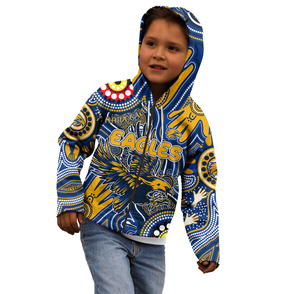 Personalised NAIDOC Week 2024 West Coast Eagles Kid Hoodie Australian Aboriginal Hand Painting