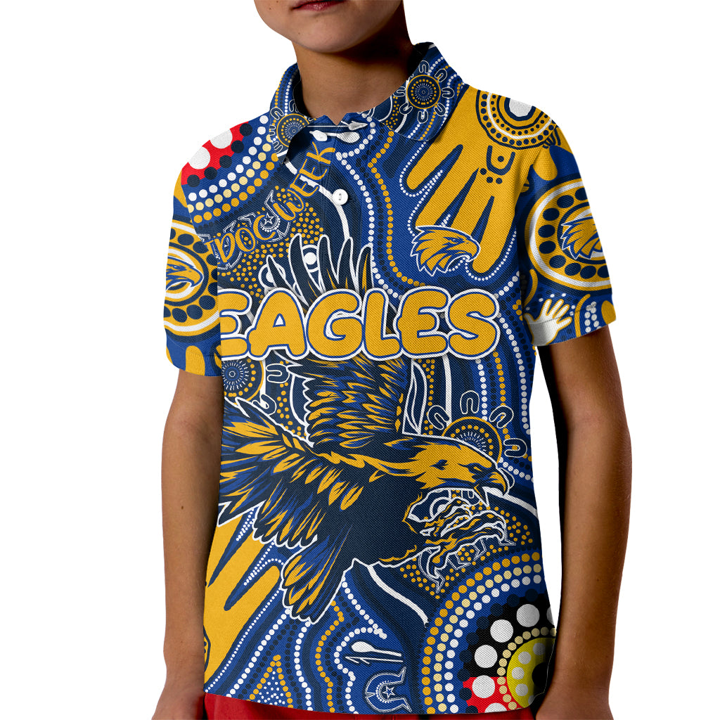 Personalised NAIDOC Week 2024 West Coast Eagles Kid Polo Shirt Australian Aboriginal Hand Painting