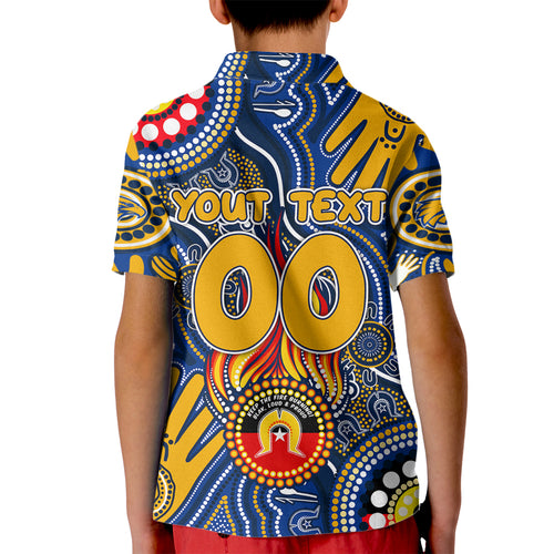 Personalised NAIDOC Week 2024 West Coast Eagles Kid Polo Shirt Australian Aboriginal Hand Painting