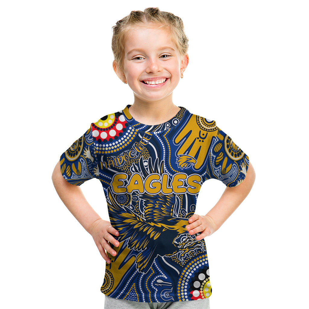 Personalised NAIDOC Week 2024 West Coast Eagles Kid T Shirt Australian Aboriginal Hand Painting