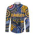 Personalised NAIDOC Week 2024 West Coast Eagles Long Sleeve Button Shirt Australian Aboriginal Hand Painting