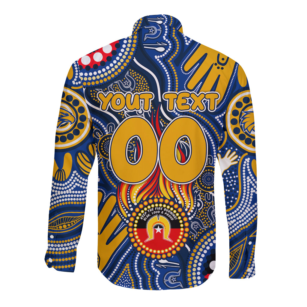 Personalised NAIDOC Week 2024 West Coast Eagles Long Sleeve Button Shirt Australian Aboriginal Hand Painting