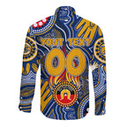 Personalised NAIDOC Week 2024 West Coast Eagles Long Sleeve Button Shirt Australian Aboriginal Hand Painting
