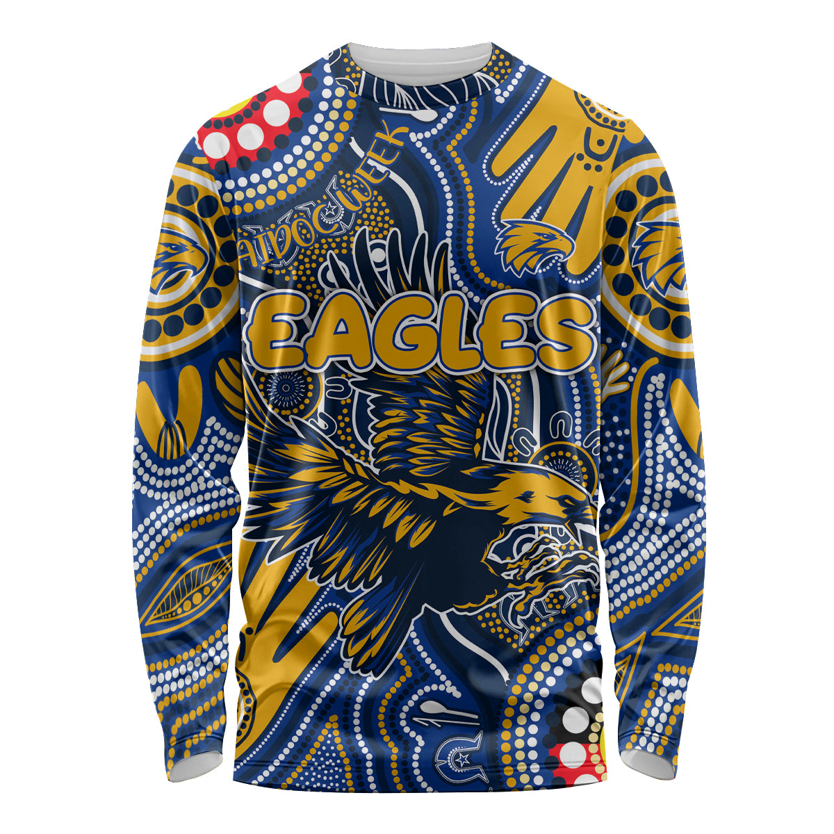 Personalised NAIDOC Week 2024 West Coast Eagles Long Sleeve Shirt Australian Aboriginal Hand Painting