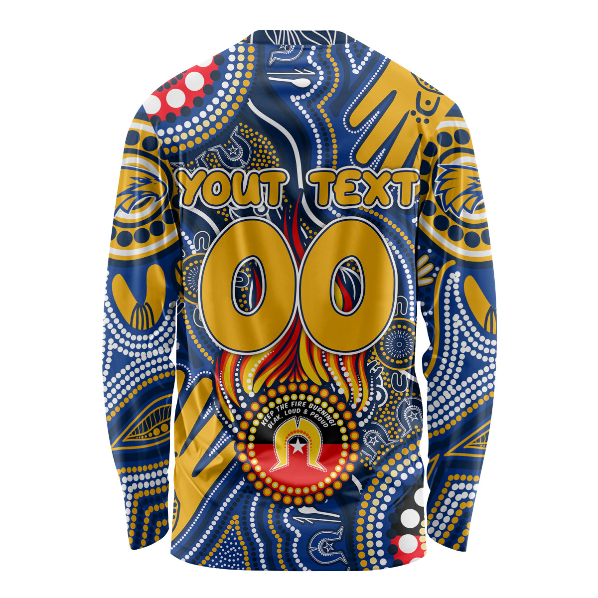 Personalised NAIDOC Week 2024 West Coast Eagles Long Sleeve Shirt Australian Aboriginal Hand Painting