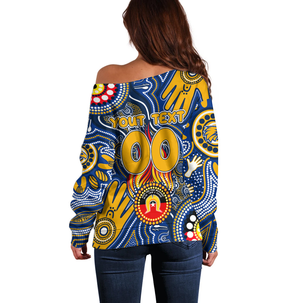 Personalised NAIDOC Week 2024 West Coast Eagles Off Shoulder Sweater Australian Aboriginal Hand Painting