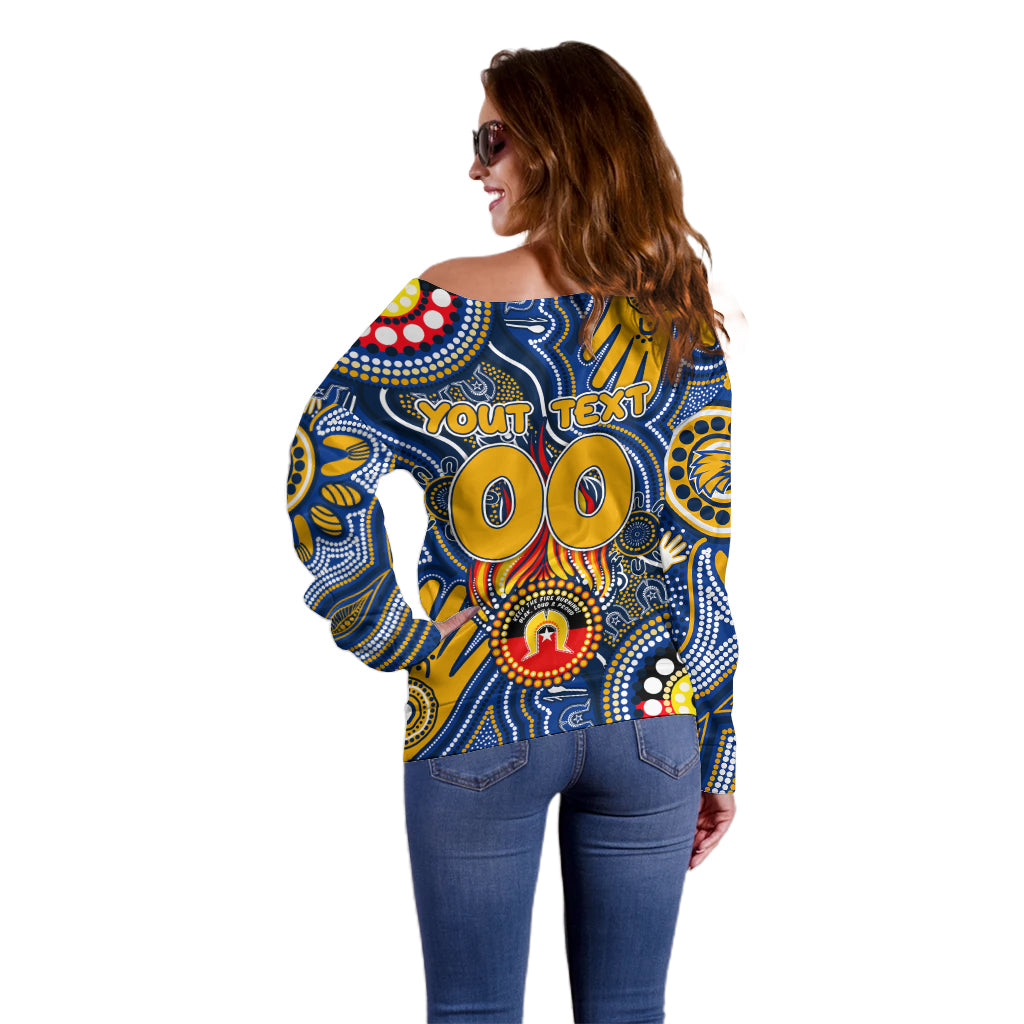 Personalised NAIDOC Week 2024 West Coast Eagles Off Shoulder Sweater Australian Aboriginal Hand Painting