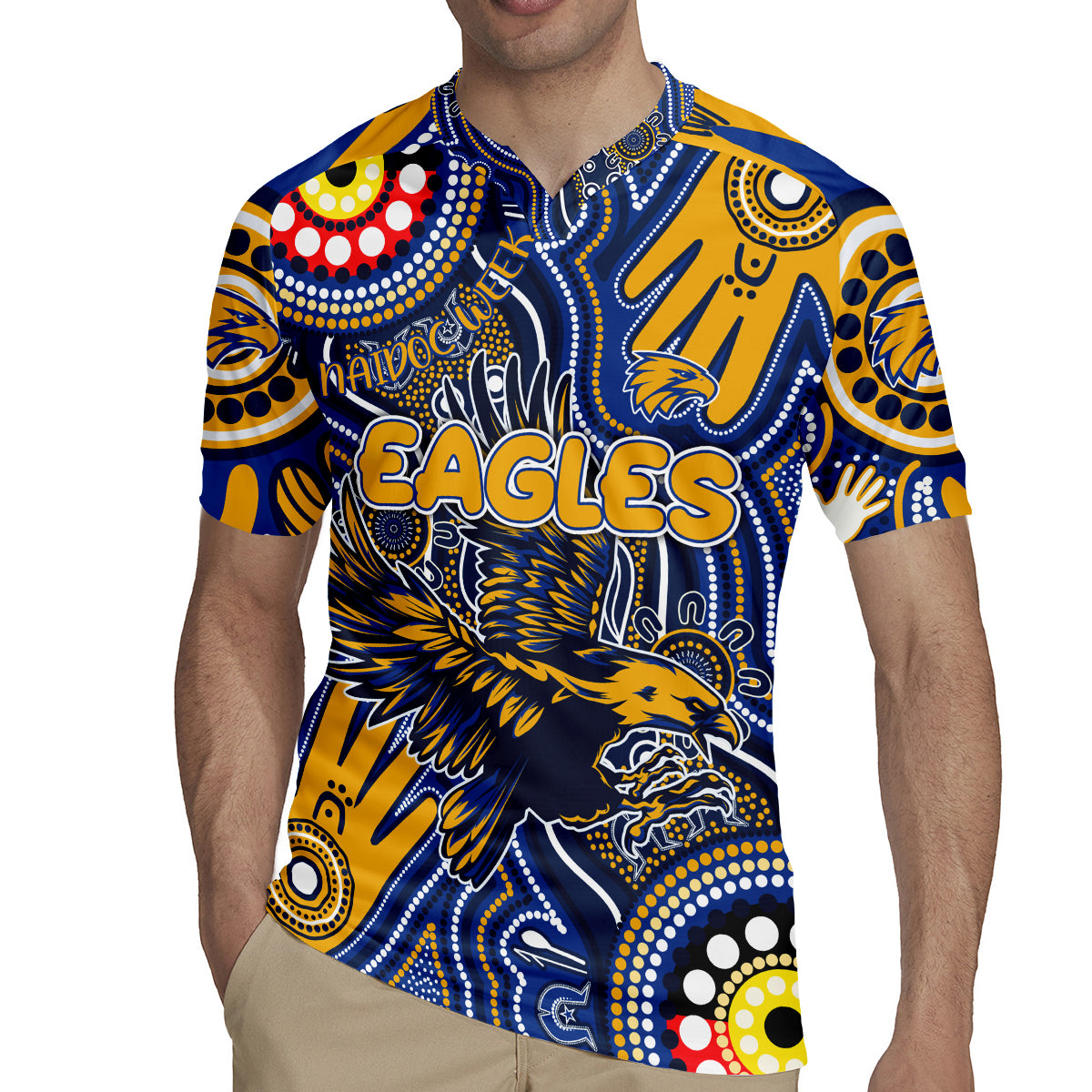 Personalised NAIDOC Week 2024 West Coast Eagles Rugby Jersey Australian Aboriginal Hand Painting