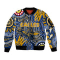 Personalised NAIDOC Week 2024 West Coast Eagles Sleeve Zip Bomber Jacket Australian Aboriginal Hand Painting