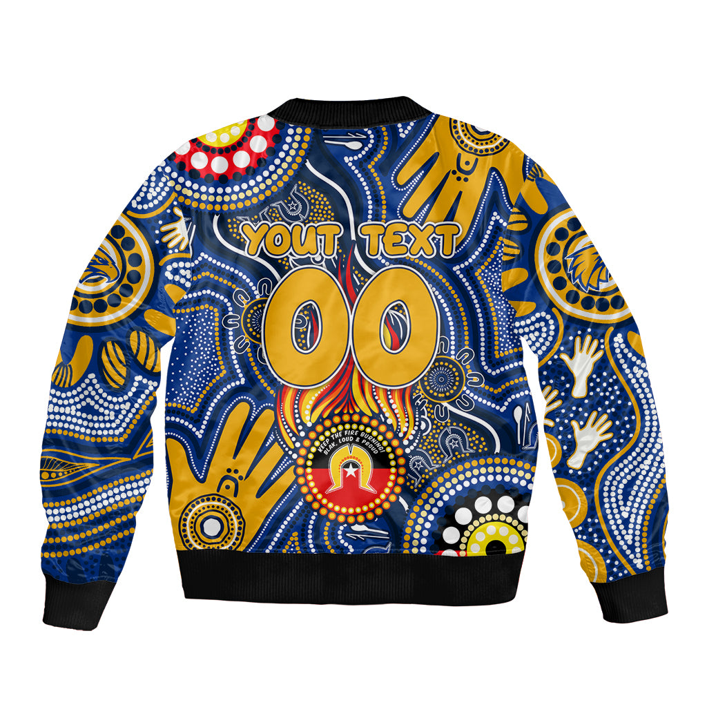 Personalised NAIDOC Week 2024 West Coast Eagles Sleeve Zip Bomber Jacket Australian Aboriginal Hand Painting