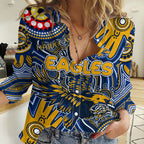 Personalised NAIDOC Week 2024 West Coast Eagles Women Casual Shirt Australian Aboriginal Hand Painting