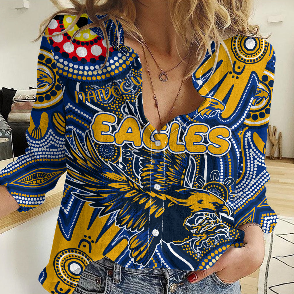 Personalised NAIDOC Week 2024 West Coast Eagles Women Casual Shirt Australian Aboriginal Hand Painting