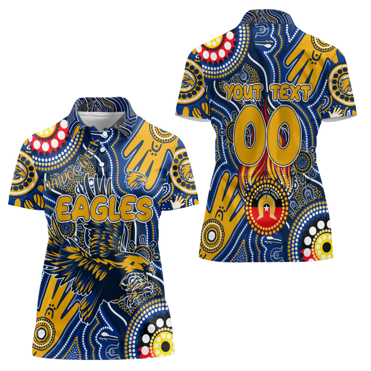 Personalised NAIDOC Week 2024 West Coast Eagles Women Polo Shirt Australian Aboriginal Hand Painting