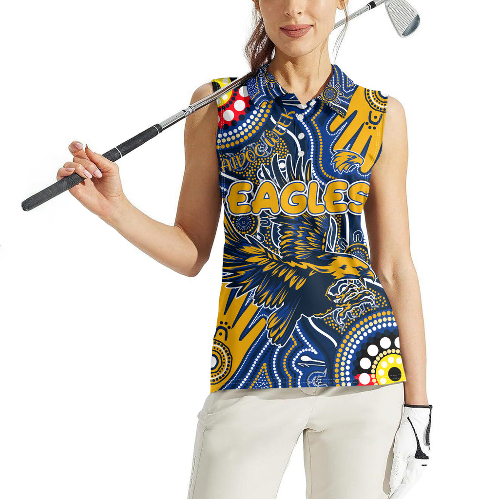 Personalised NAIDOC Week 2024 West Coast Eagles Women Sleeveless Polo Shirt Australian Aboriginal Hand Painting