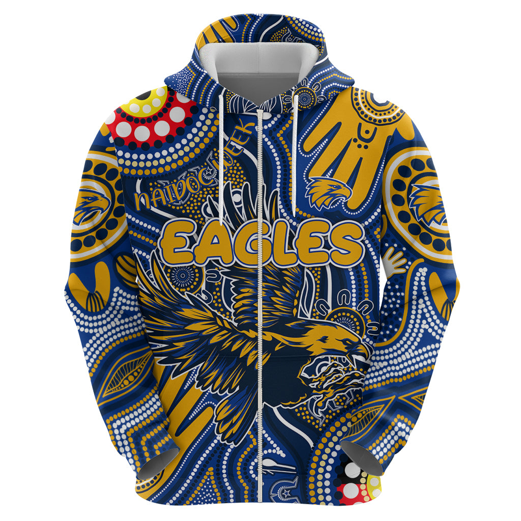 Personalised NAIDOC Week 2024 West Coast Eagles Zip Hoodie Australian Aboriginal Hand Painting