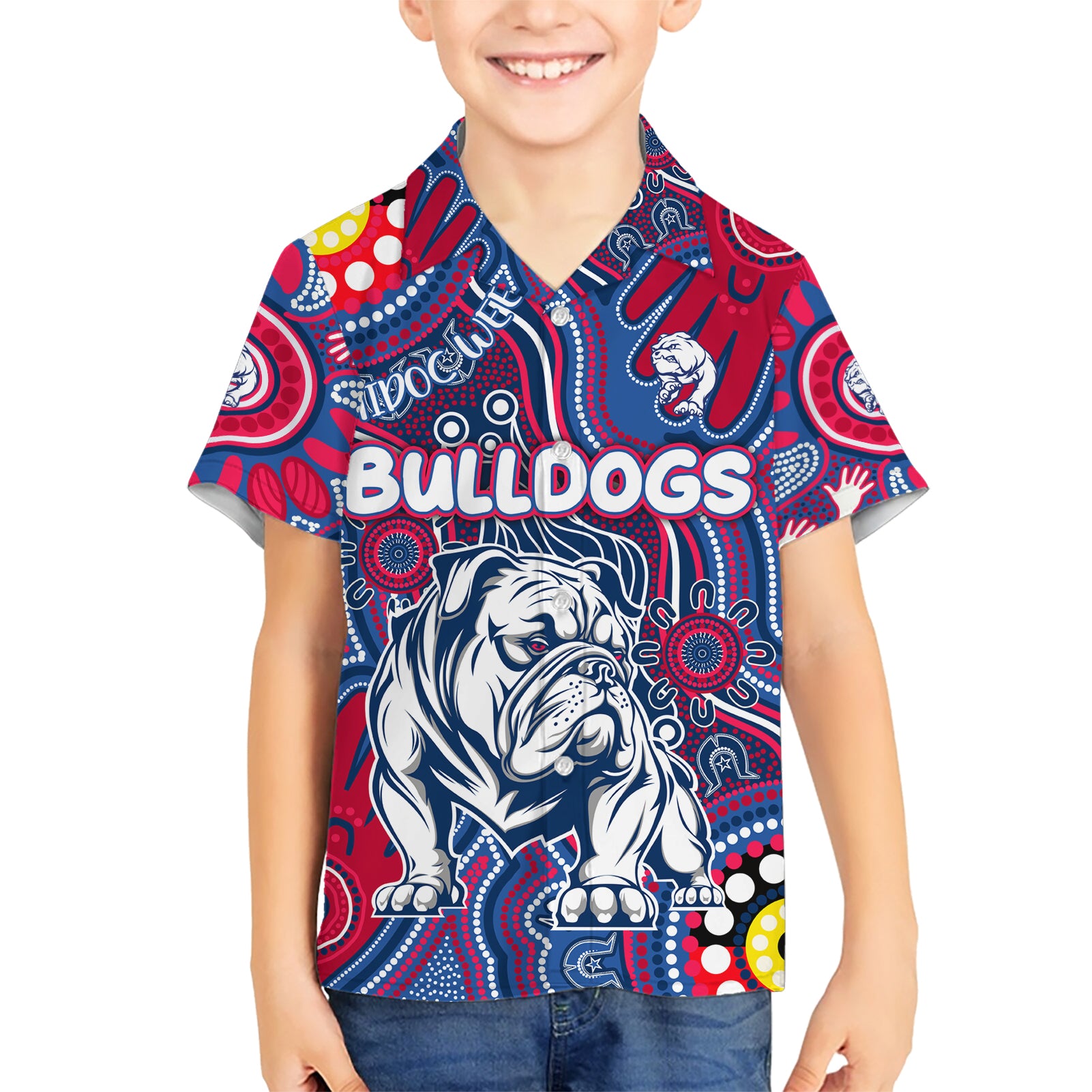 Personalised NAIDOC Week 2024 Western Bulldogs Hawaiian Shirt Australian Aboriginal Hand Painting