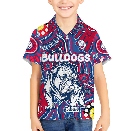 Personalised NAIDOC Week 2024 Western Bulldogs Kid Hawaiian Shirt Australian Aboriginal Hand Painting