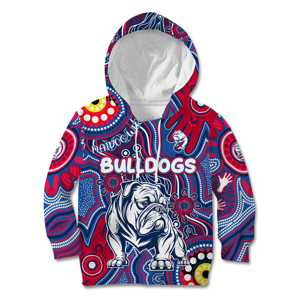 Personalised NAIDOC Week 2024 Western Bulldogs Kid Hoodie Australian Aboriginal Hand Painting