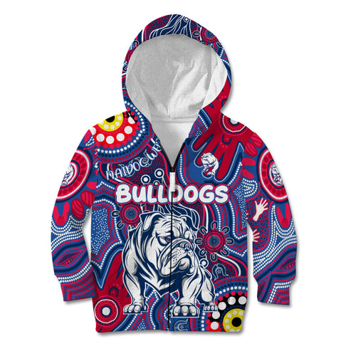 Personalised NAIDOC Week 2024 Western Bulldogs Kid Hoodie Australian Aboriginal Hand Painting