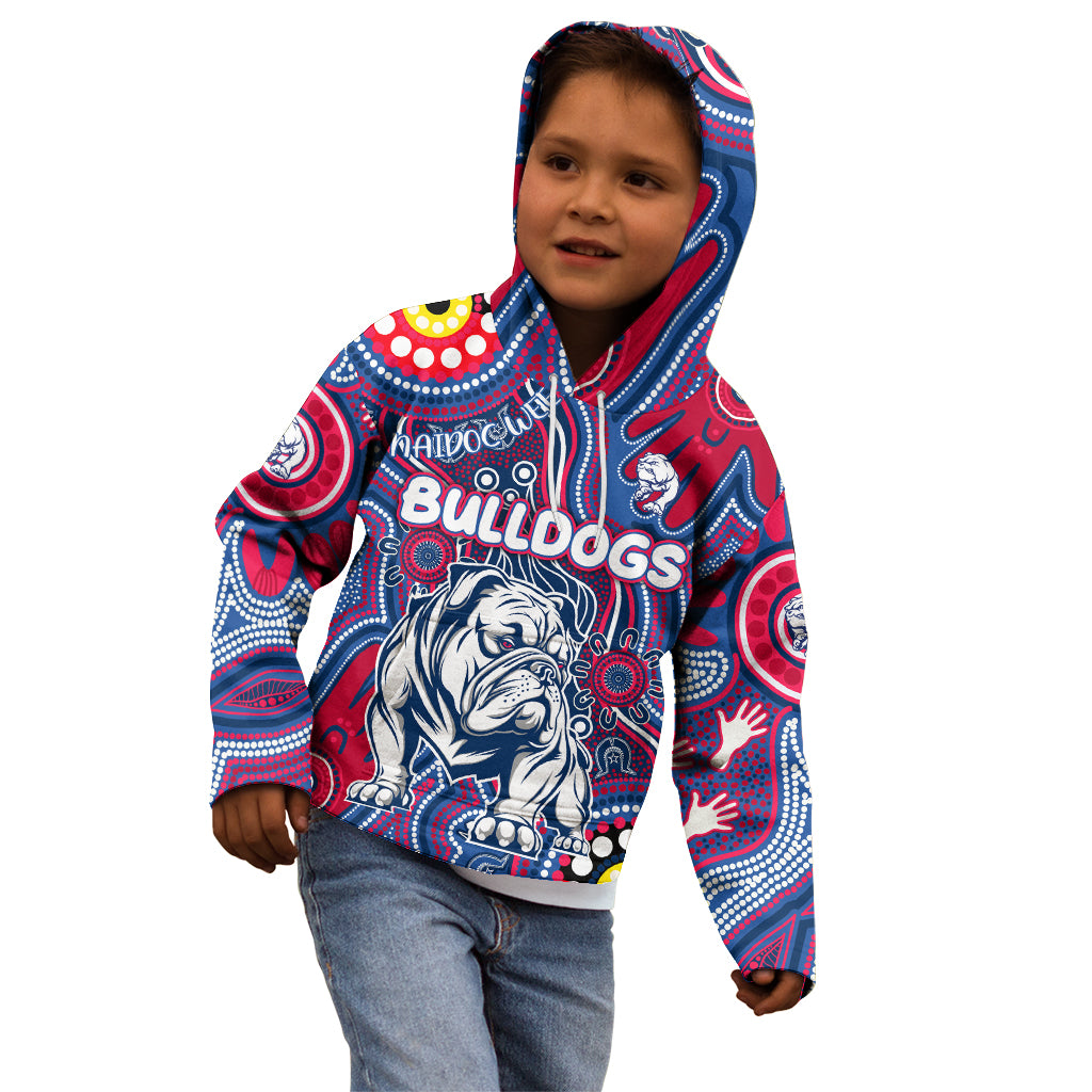 Personalised NAIDOC Week 2024 Western Bulldogs Kid Hoodie Australian Aboriginal Hand Painting