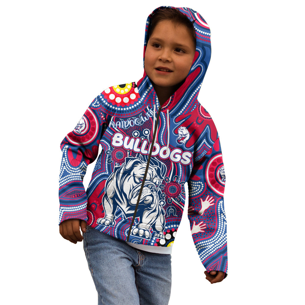 Personalised NAIDOC Week 2024 Western Bulldogs Kid Hoodie Australian Aboriginal Hand Painting