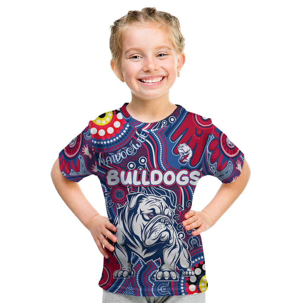 Personalised NAIDOC Week 2024 Western Bulldogs Kid T Shirt Australian Aboriginal Hand Painting