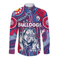 Personalised NAIDOC Week 2024 Western Bulldogs Long Sleeve Button Shirt Australian Aboriginal Hand Painting