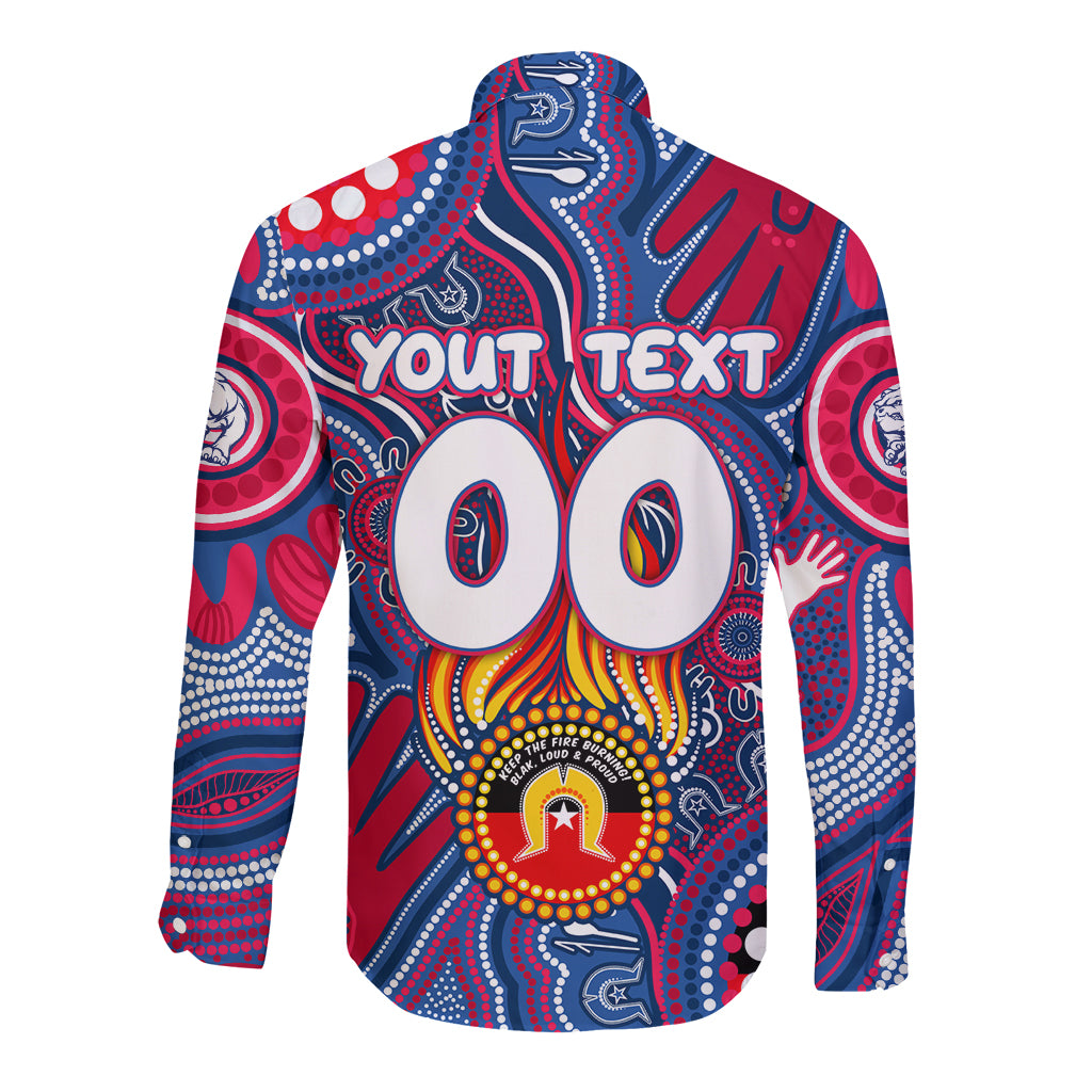 Personalised NAIDOC Week 2024 Western Bulldogs Long Sleeve Button Shirt Australian Aboriginal Hand Painting