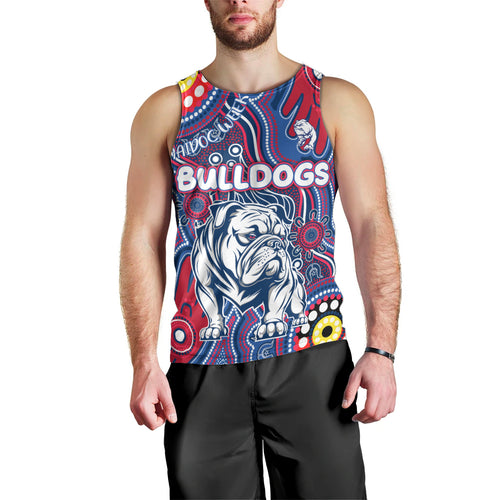Personalised NAIDOC Week 2024 Western Bulldogs Men Tank Top Australian Aboriginal Hand Painting