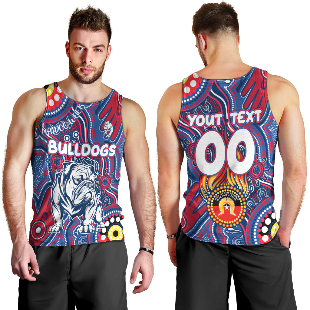 Personalised NAIDOC Week 2024 Western Bulldogs Men Tank Top Australian Aboriginal Hand Painting