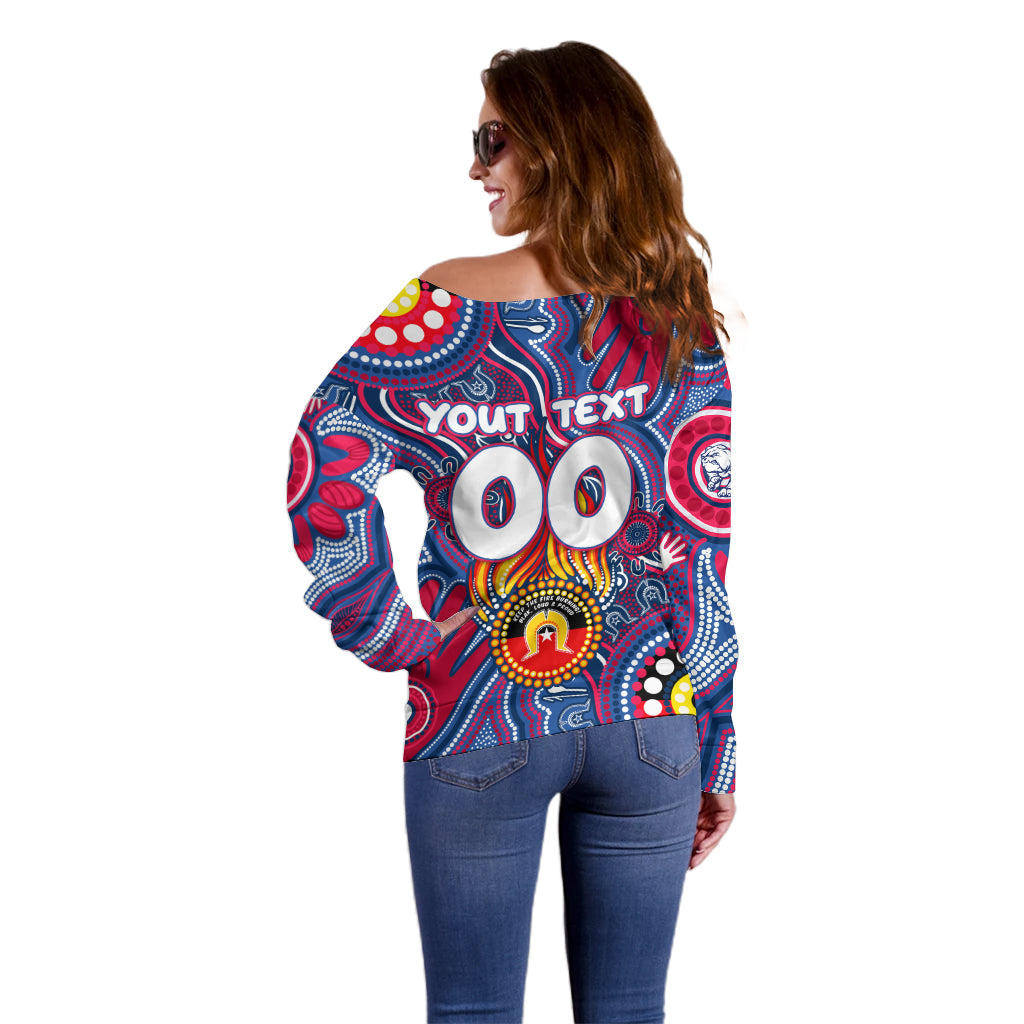 Personalised NAIDOC Week 2024 Western Bulldogs Off Shoulder Sweater Australian Aboriginal Hand Painting