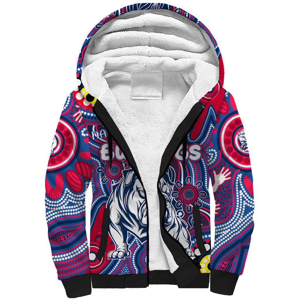 Personalised NAIDOC Week 2024 Western Bulldogs Sherpa Hoodie Australian Aboriginal Hand Painting