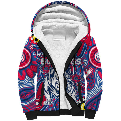 Personalised NAIDOC Week 2024 Western Bulldogs Sherpa Hoodie Australian Aboriginal Hand Painting