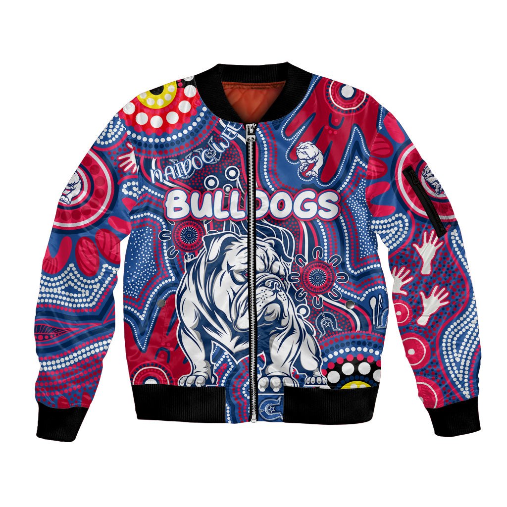 Personalised NAIDOC Week 2024 Western Bulldogs Sleeve Zip Bomber Jacket Australian Aboriginal Hand Painting