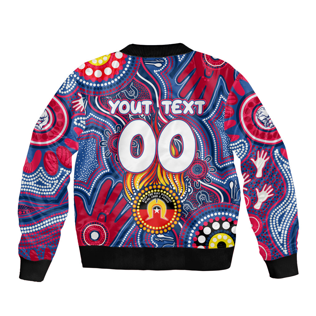 Personalised NAIDOC Week 2024 Western Bulldogs Sleeve Zip Bomber Jacket Australian Aboriginal Hand Painting