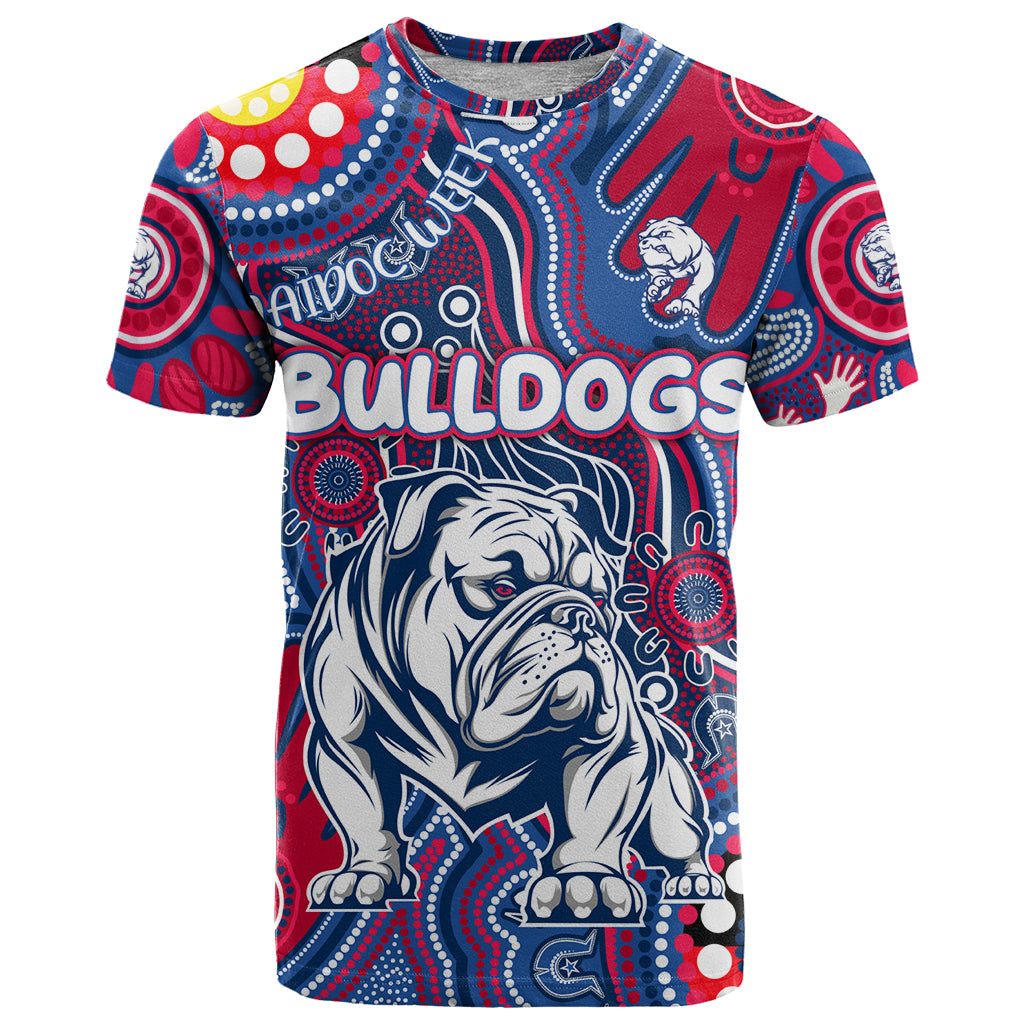 Personalised NAIDOC Week 2024 Western Bulldogs T Shirt Australian Aboriginal Hand Painting
